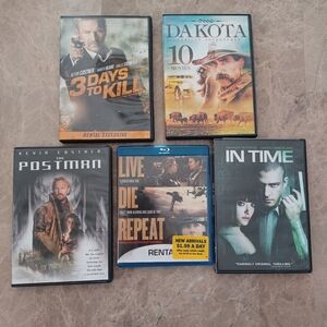 Assorted Movie DVD and Blu-ray Collection 5 Disks Action Movies Bundle Set